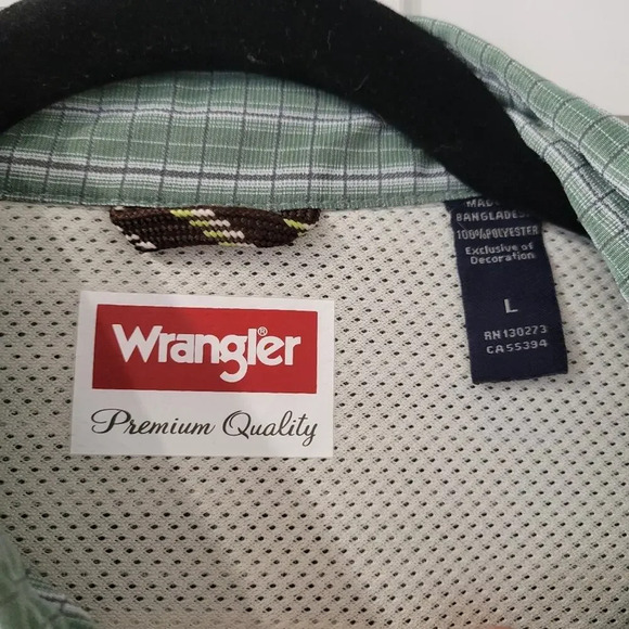 Wrangler Green Tech Plaid Shirt Size L Ripstop Utility Button-Up Streetwear Y2K - Picture 3 of 8